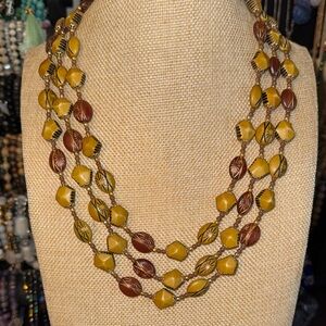 Vintage Hong Kong Multi layer  Beaded Necklace